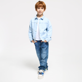 بنطلون جينز بقصة واسعة ومتين جدًا، باللون الأزرق للأولاد